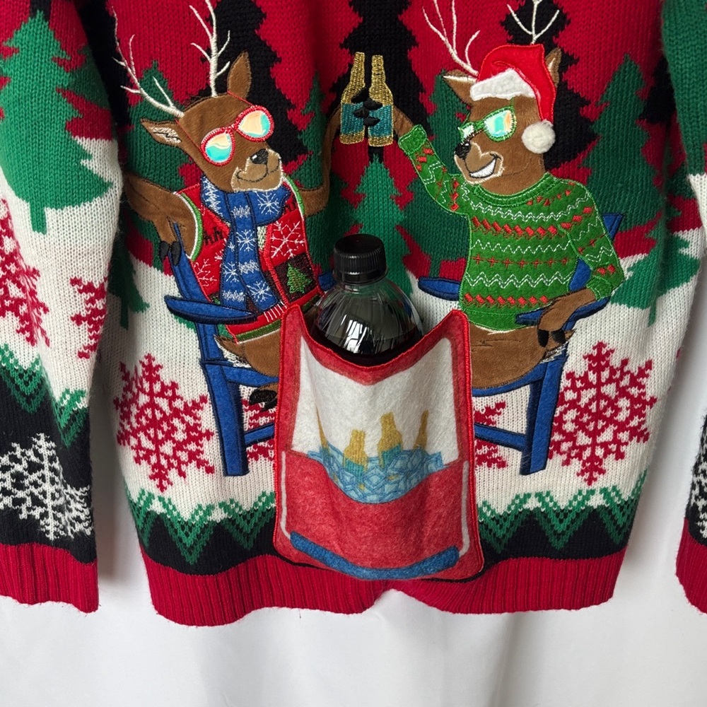 Ugly Christmas Sweater Men's Novelty Holiday Beer Crewneck Sweater Size M - Picture 5 of 11